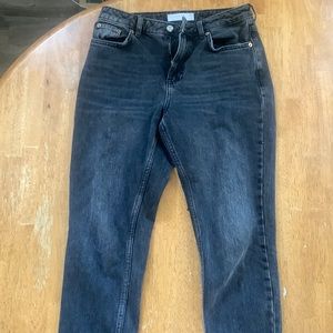 Topshop washed black mom jeans petite W28 L28